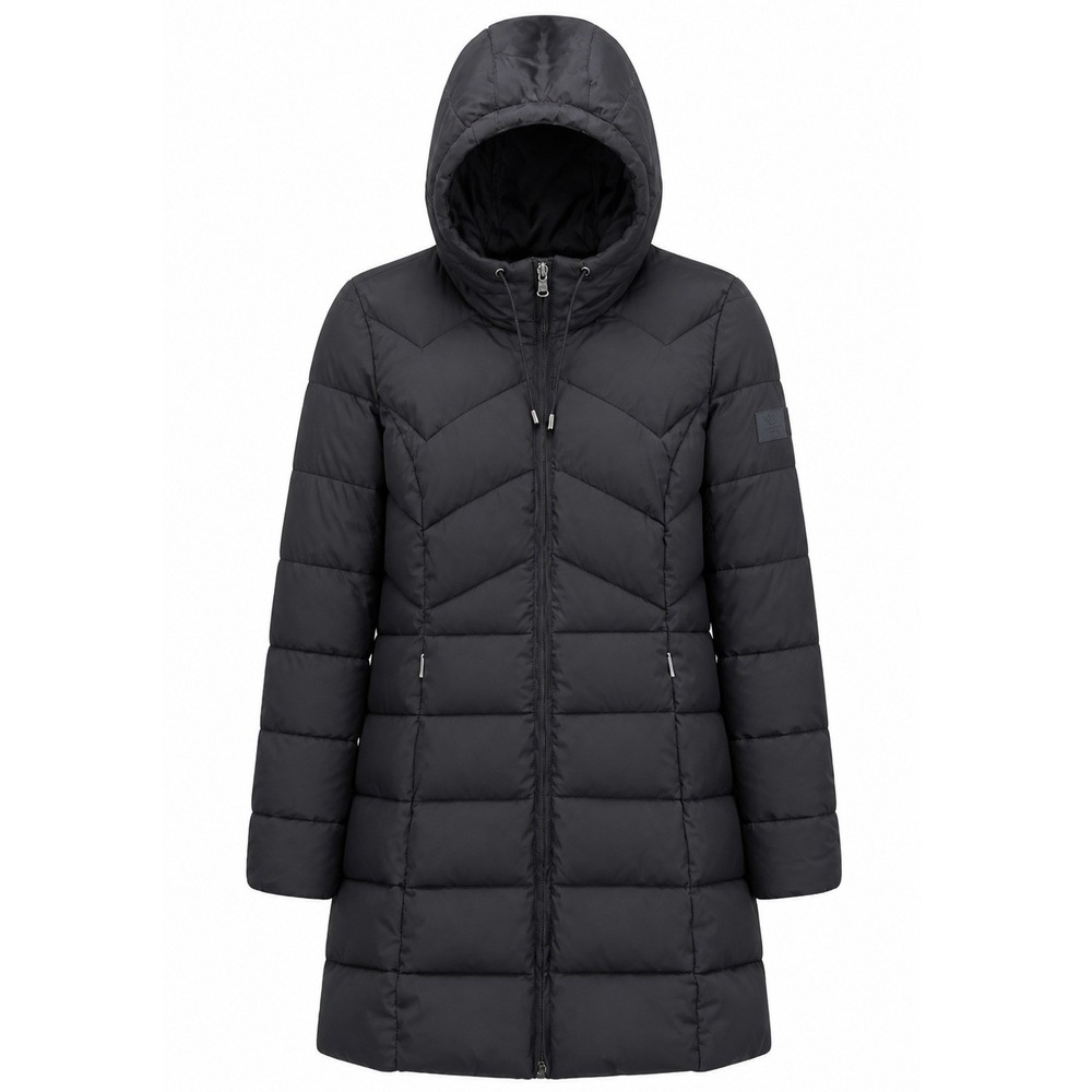 Lauren Ralph Lauren Quilted Puffer Jacket Womens S Black Hooded Parka Minimalist
